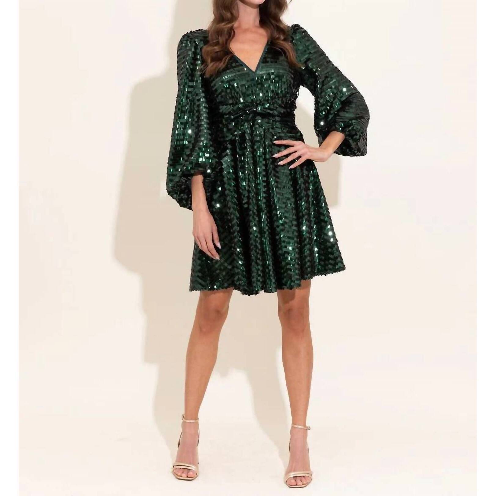 New Alden Adair Cher Tinsel Dress In Emerald Green